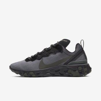 Nike React Element 55 - Férfi Utcai Cipő - Fekete/Olivazöld